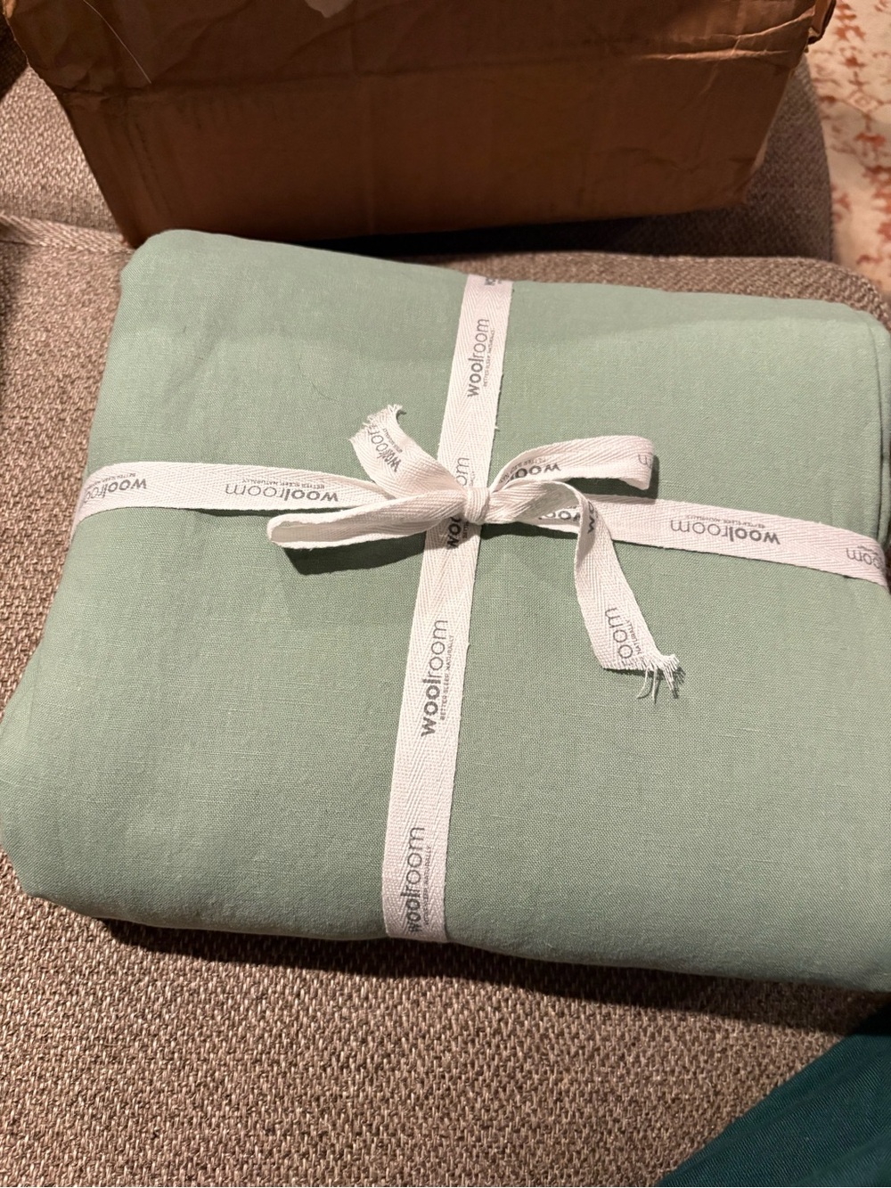 Sage Green Linen/Cotton Duvet Cover - Lightweight Relaxed sz King from Woolroom